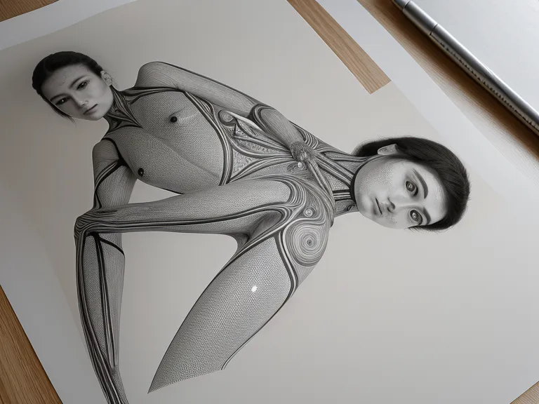 Nahaufnahme eines Human Design Bodygraphs mit Markierungen für eine Analyse.